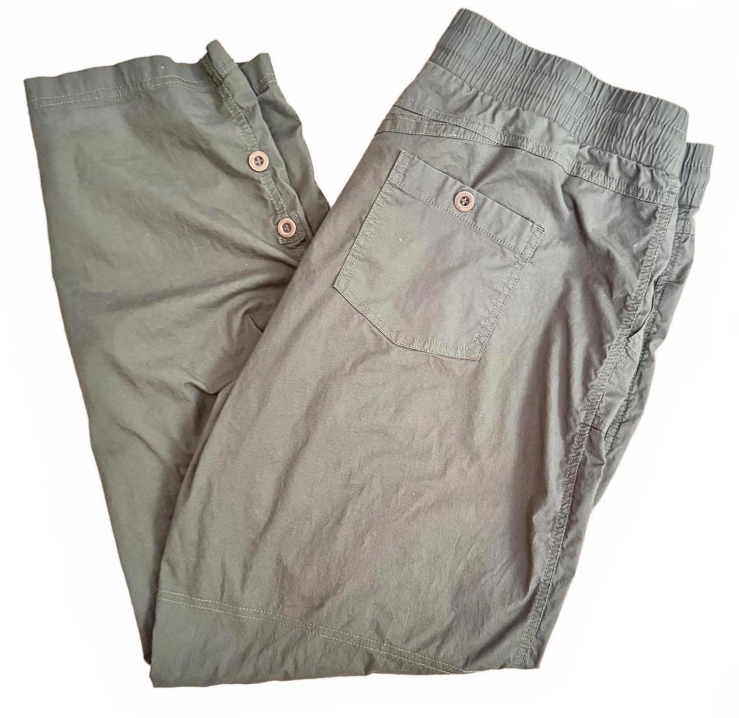 Army Green Cargo Pants Women's Size XL Wear Drawstring Rollup Tab Cuff