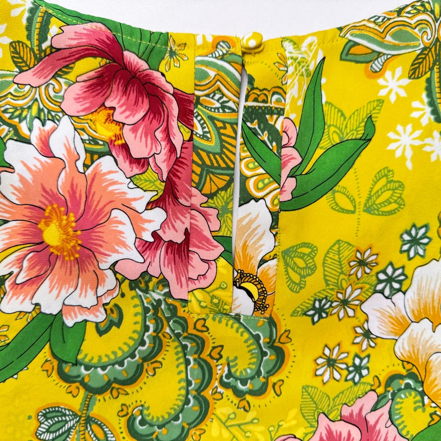 LOFT Yellow Floral Blouse Women’s Long Sleeve Bold Paisley Print Pullover Top XL