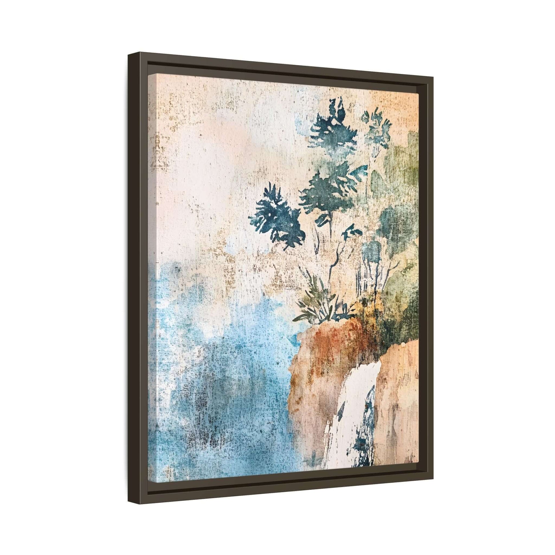 Misty Forest Landscape Watercolor Wall Art - Framed Canvas Print for Elegant Home Decor