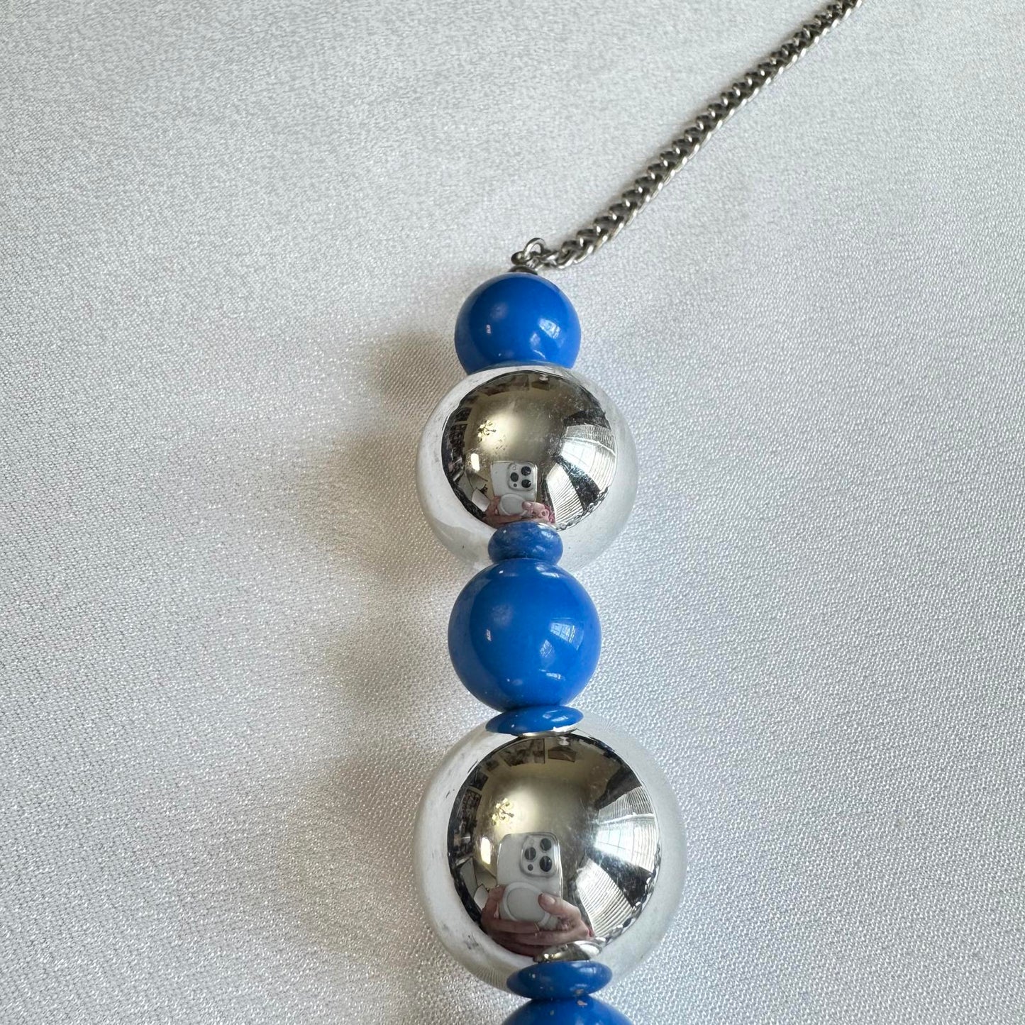 Paparazzi Blue & Silver Beaded Chunky Statement Necklace  and Earring Set