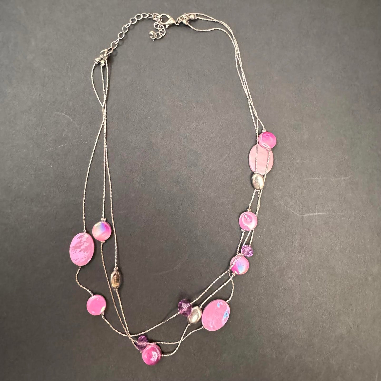 Elegant Pink and Purple Beaded Necklace