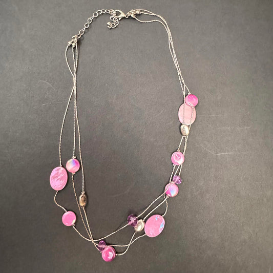 Elegant Pink and Purple Beaded Necklace