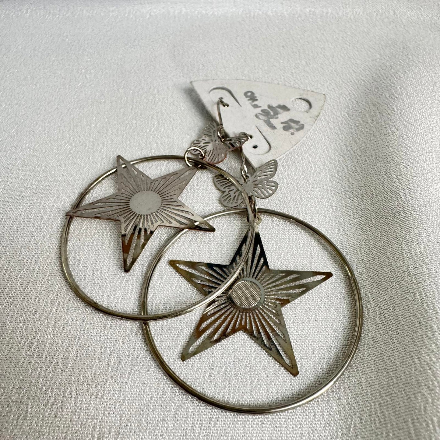 Vintage Star & Butterfly Hoop Earrings NWT