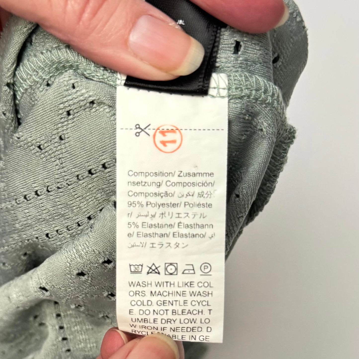 SHEIN Mint Green Blouse Women’s L Crochet Lace V-Neck Short Sleeve Eyelet Top