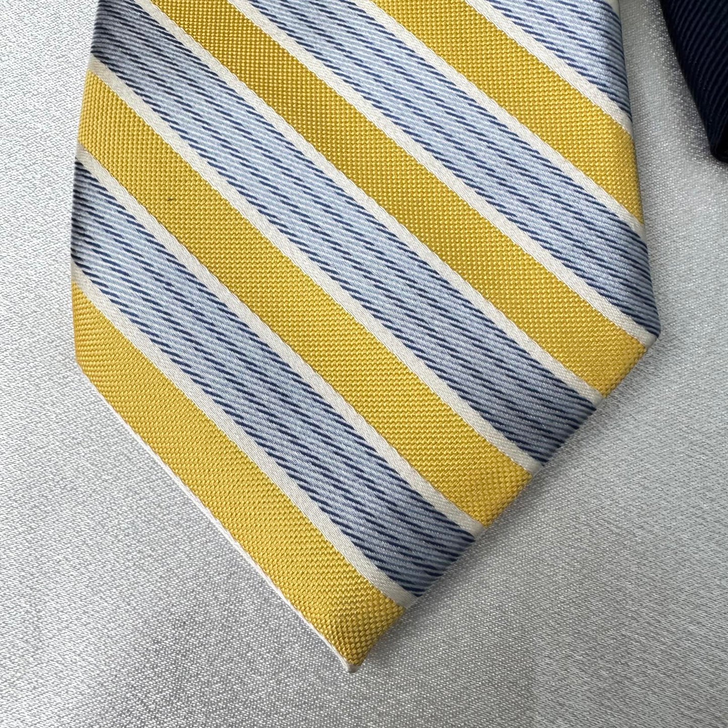 Tommy Hilfiger Striped Silk Tie - Yellow & Blue 100% Silk