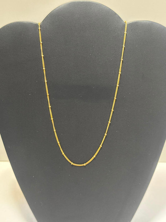 Signed P&G Gold Tone Beaded Chain Necklace – 18-20” Vintage Dainty Layering