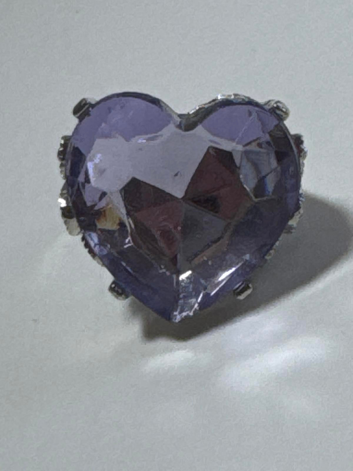 Big Purple Heart Bling Ring – Vintage Style Statement Costume Jewelry Adjustable