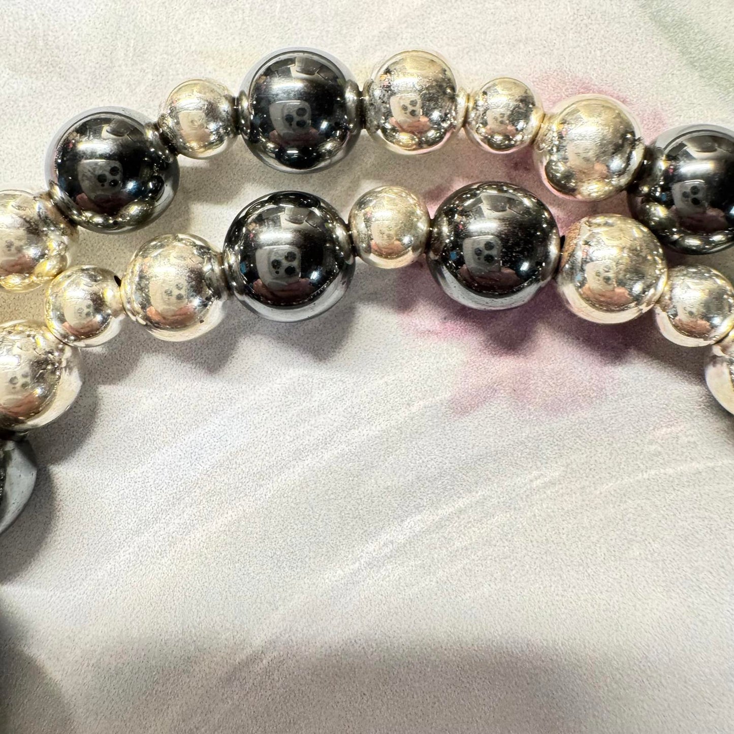 Elegant Faux Black Pearl and Silver Tone Beaded Necklace