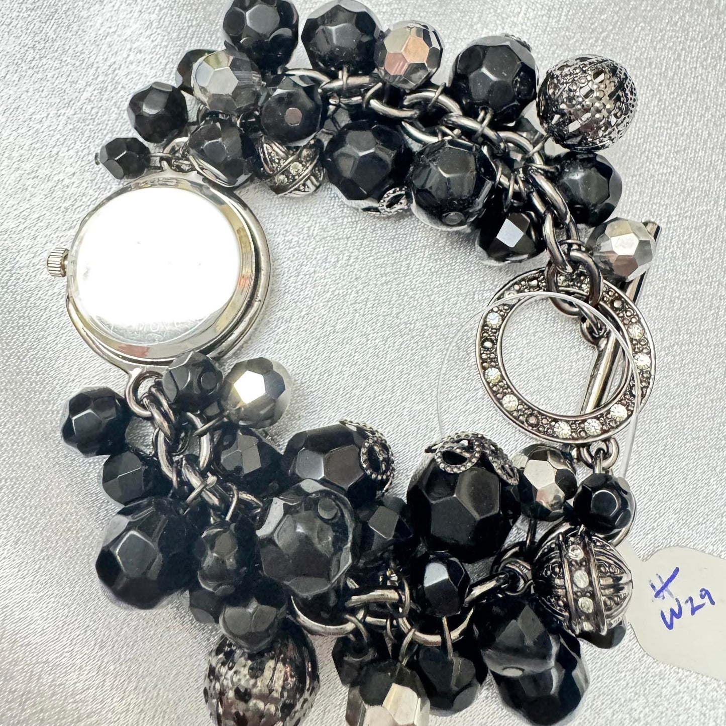 White House Black Market NWT Women's Watch Black Beaded Bracelet OT Untested