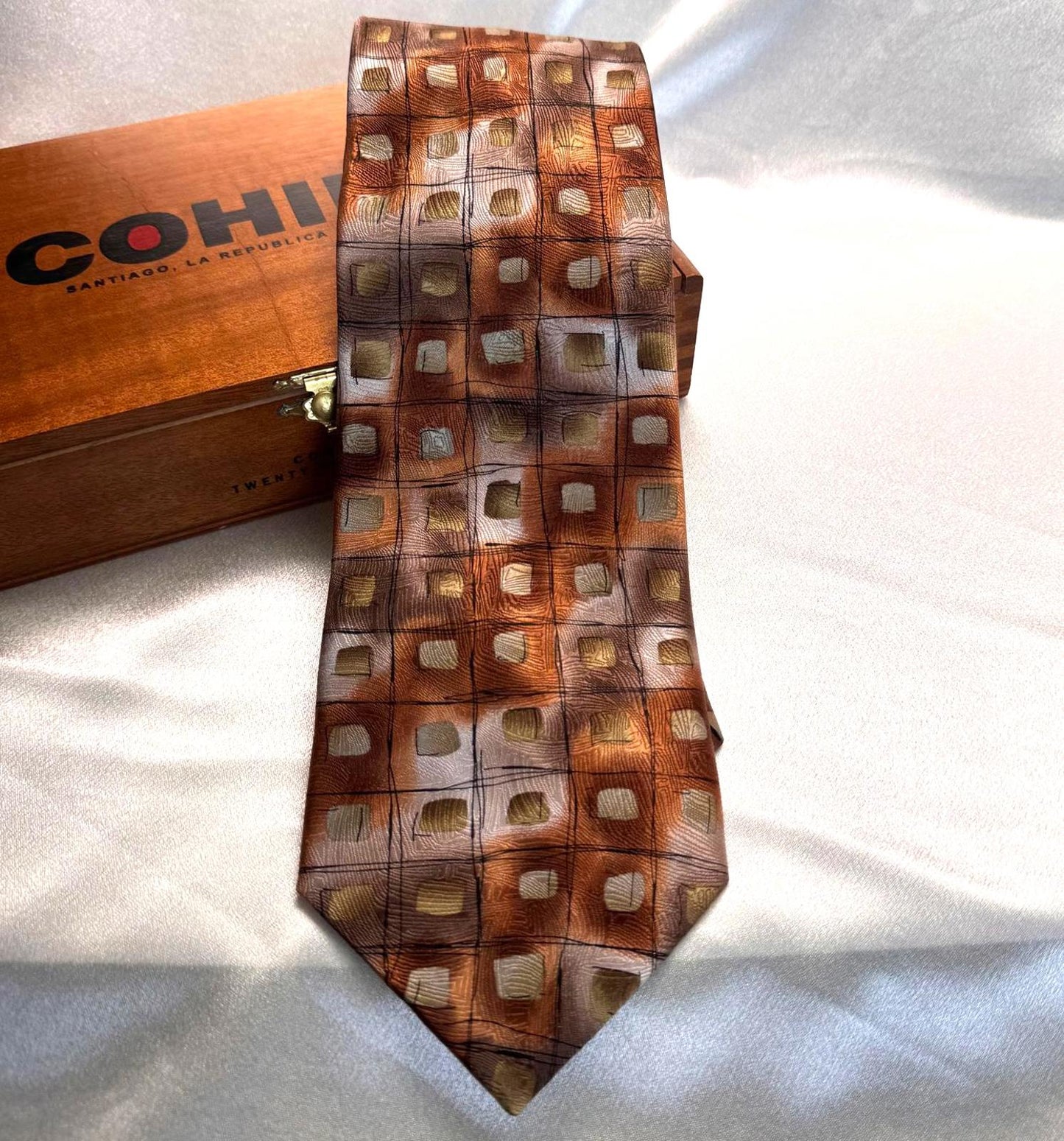 J. Garcia Silk Tie – Moon Mountain Collection – Abstract Geometric Pattern Silk
