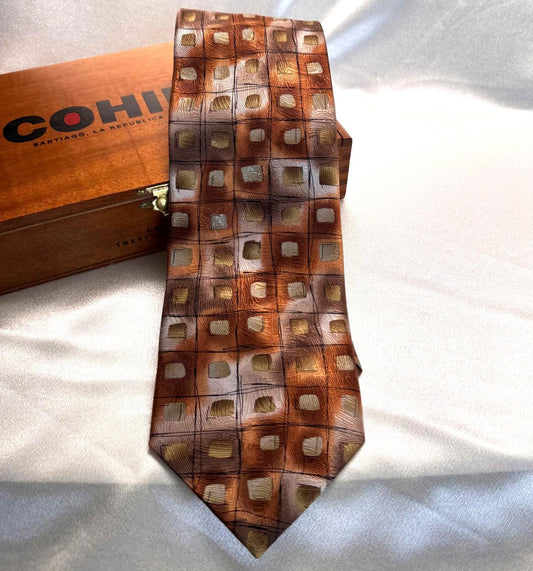 J. Garcia Silk Tie – Moon Mountain Collection – Abstract Geometric Pattern Silk