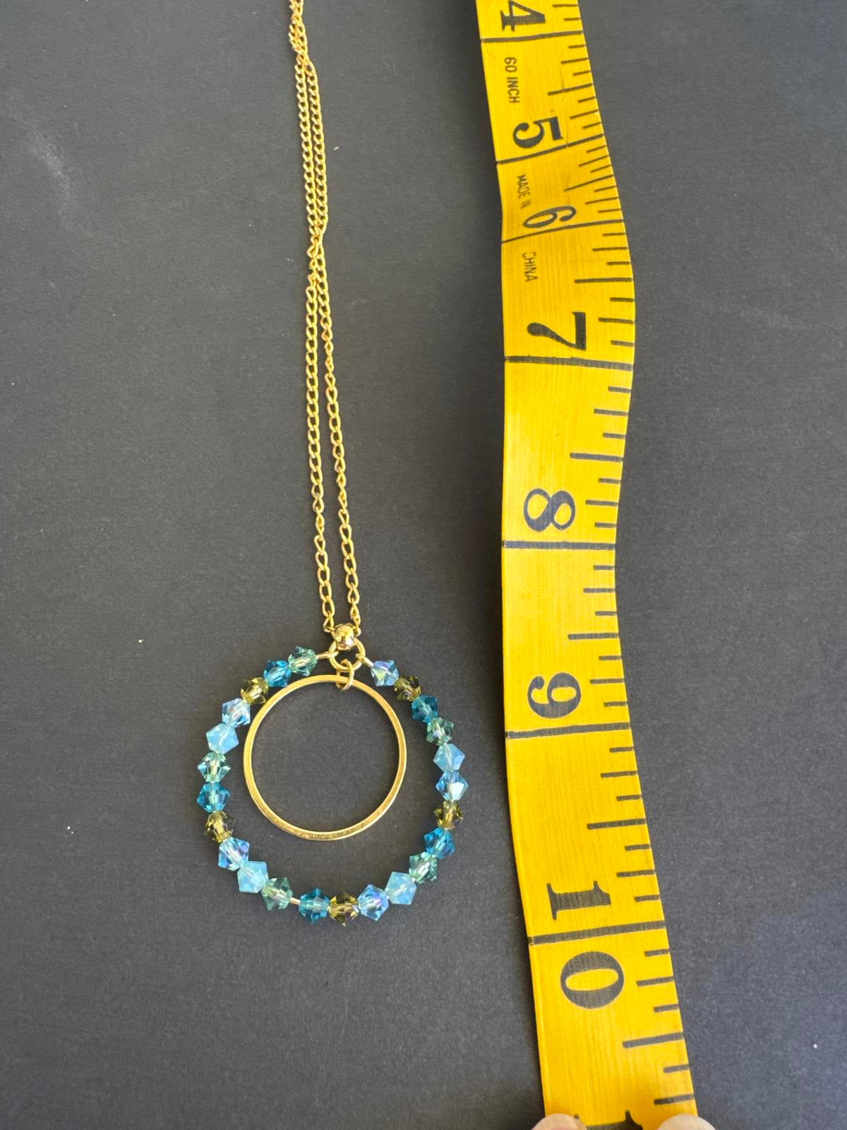 Stunning Gold Tone and Aqua A/B Beaded Necklace