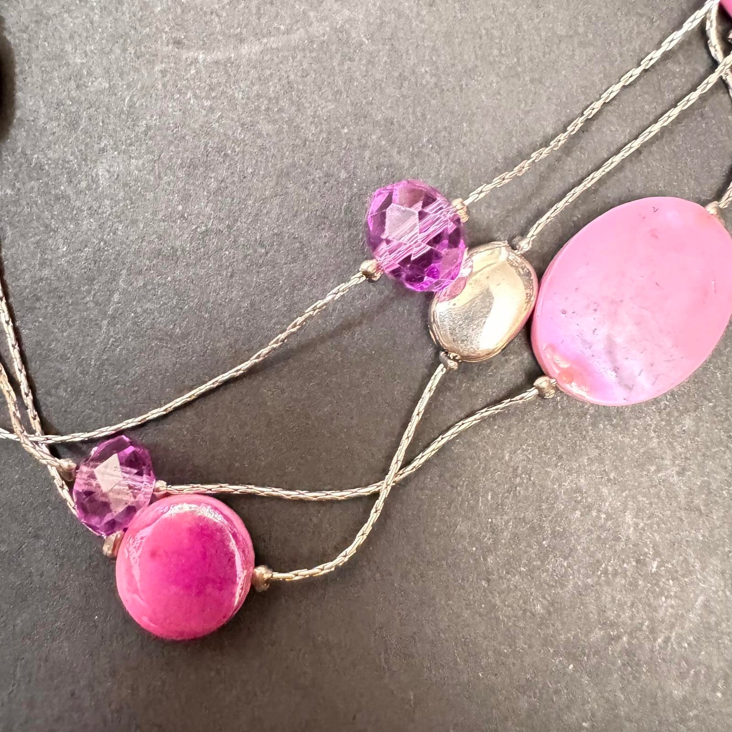 Elegant Pink and Purple Beaded Necklace