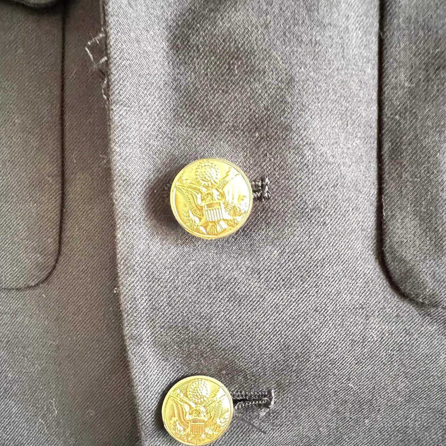 Military Dress Jacket Navy Gold Button Blazer 37R Epaulets Uniform Style New