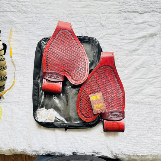 HILASON Replacement Youth Fenders Short Western Saddle Burgundy Red | Leather