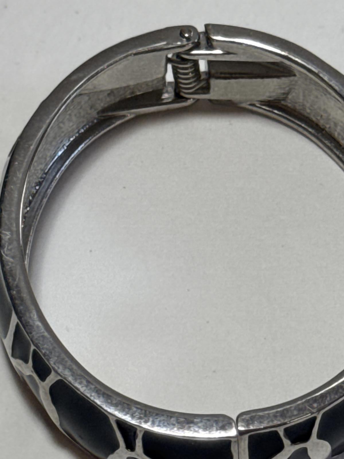 Stylish Black & Silver Geometric Bangle Bracelet