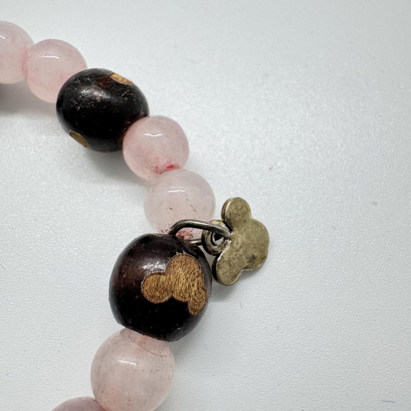 Disney Mickey Mouse Charm Bracelet - Elegant Pink and Brown Beaded Design