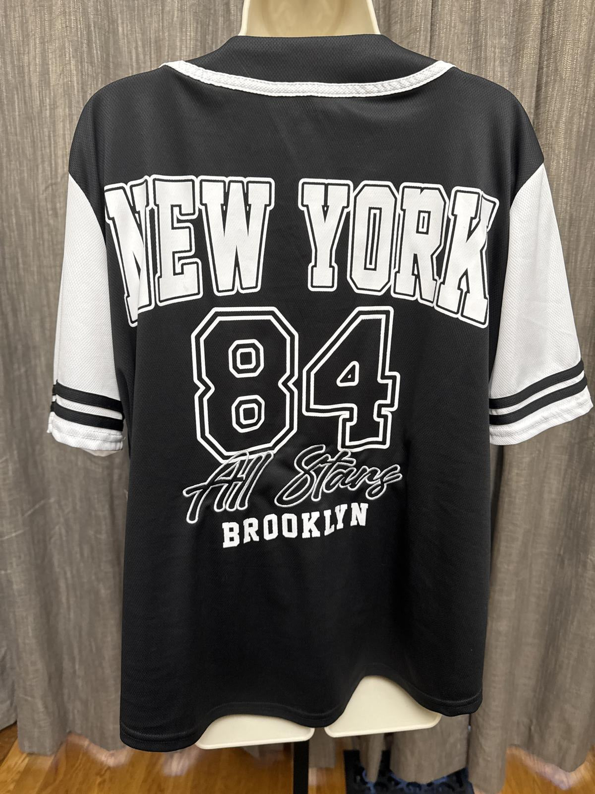 Women's Plus Size 1X New York All Stars Black Button-Up Baseball Jersey