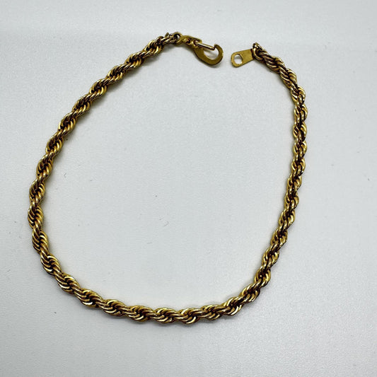 Vintage Gold-Tone Rope Chain Bracelet – Twisted Link Design, Korea Marked