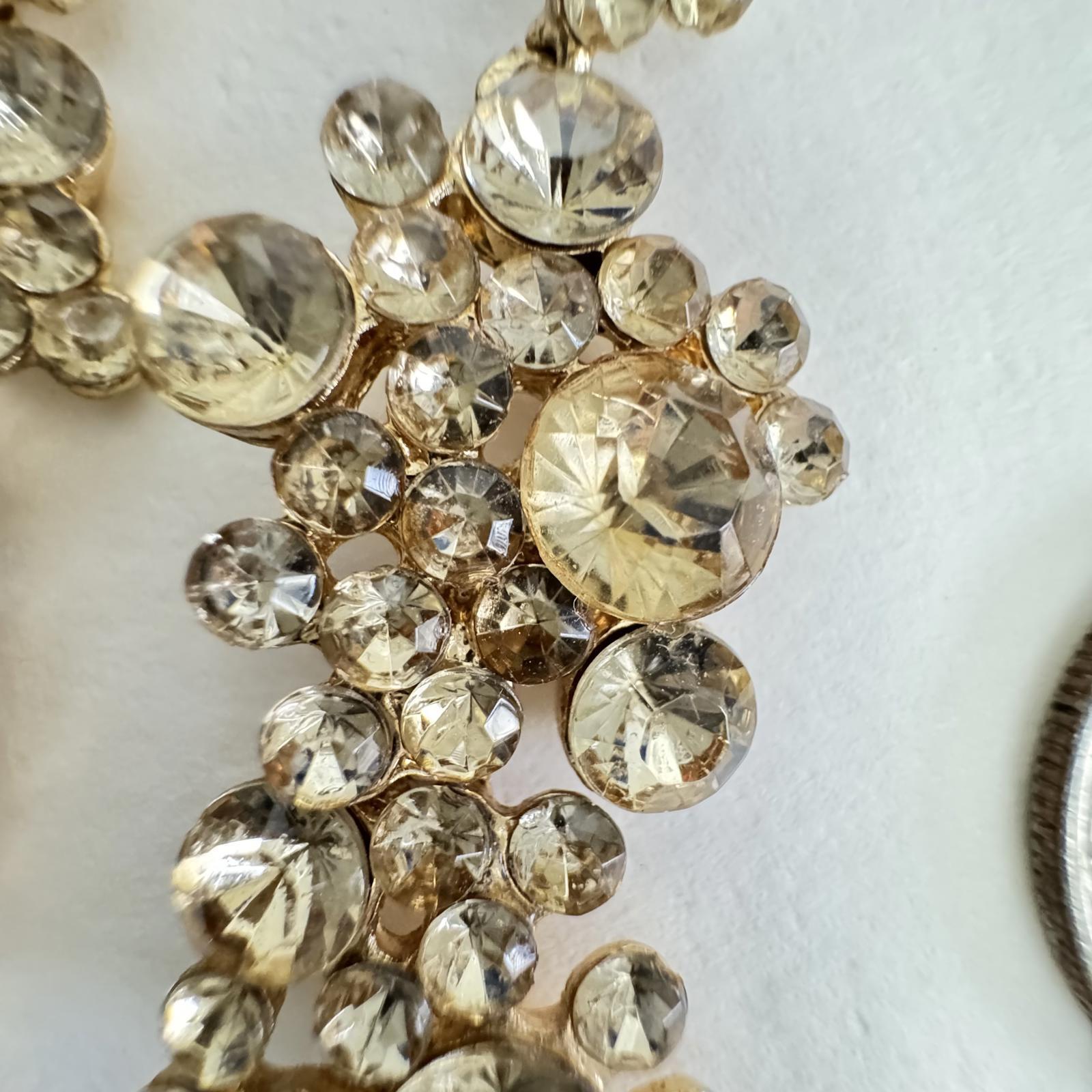 Glistening Gold Tone Crystal Earrings – Sparkling Dangle Jewelry - Wedding