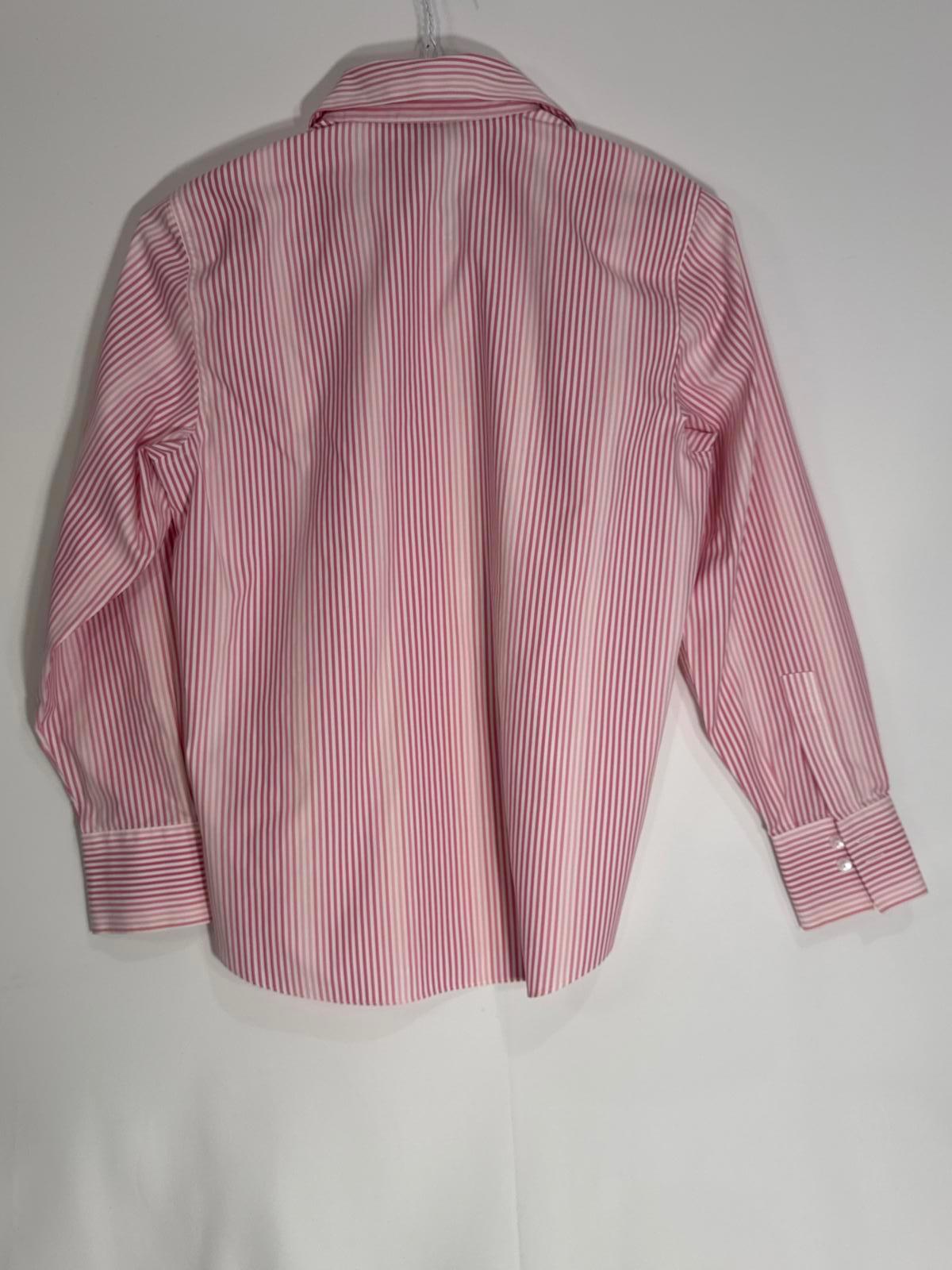 Talbots Wrinkle Resistant Pink Stripe Button Down Blouse Women’s Size 4