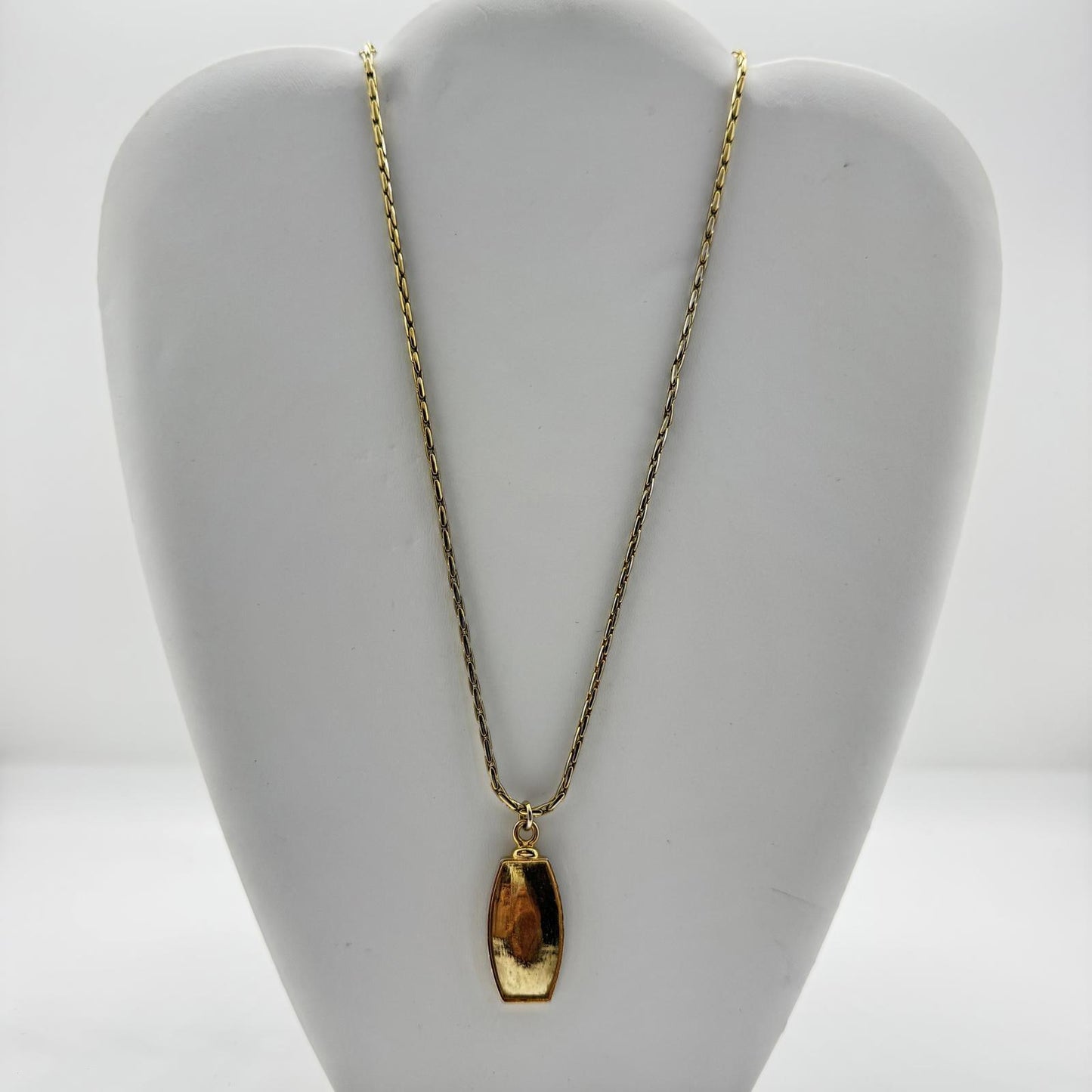 VTG Gold-Tone Pendant Necklace, Boho Chic Minimalist Artisan Geometric LC