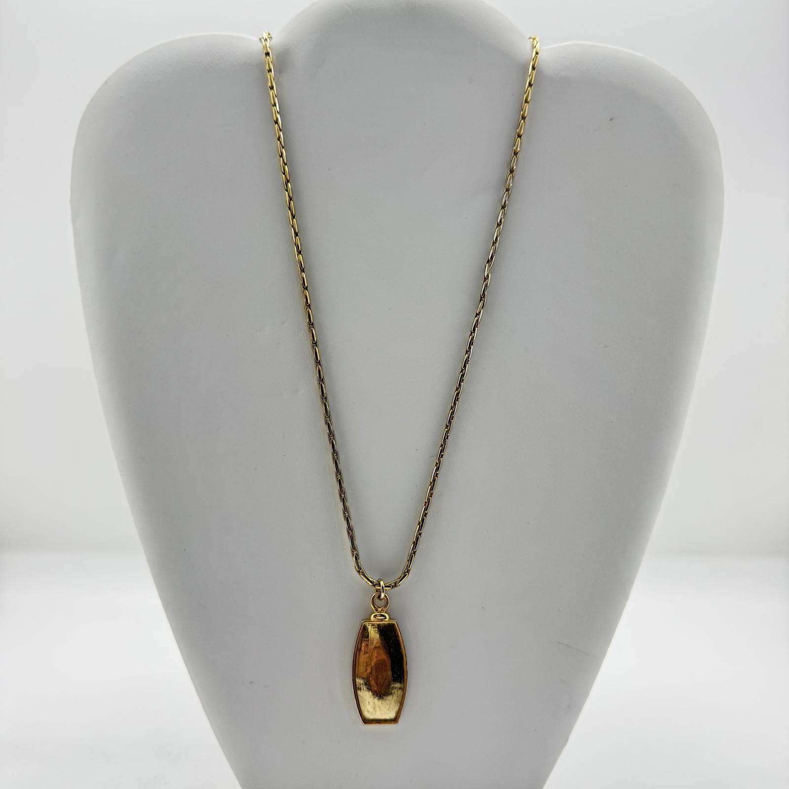 VTG Gold-Tone Pendant Necklace, Boho Chic Minimalist Artisan Geometric LC