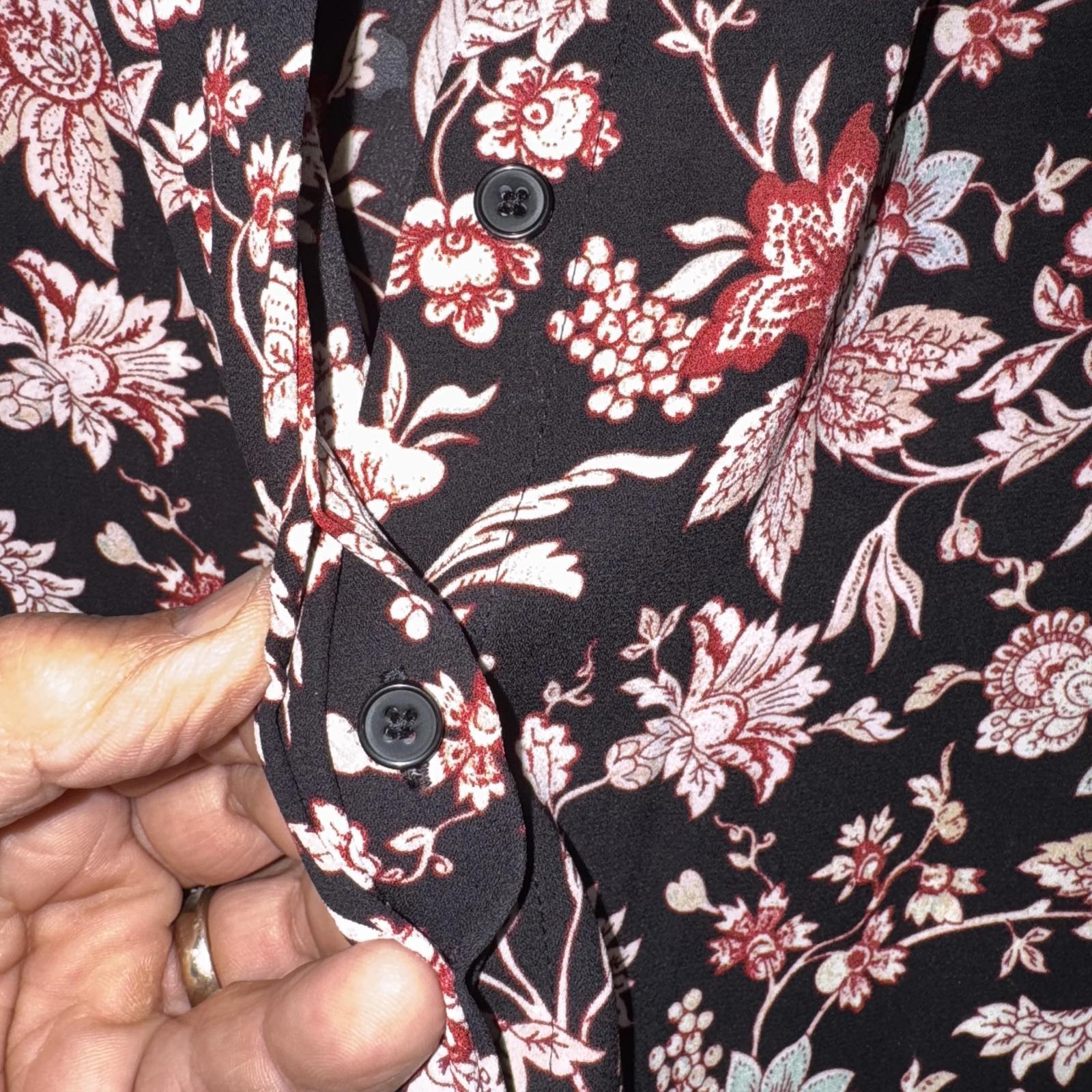 Express Black Floral Button-Up Blouse – Long Sleeve, Women's Size XS