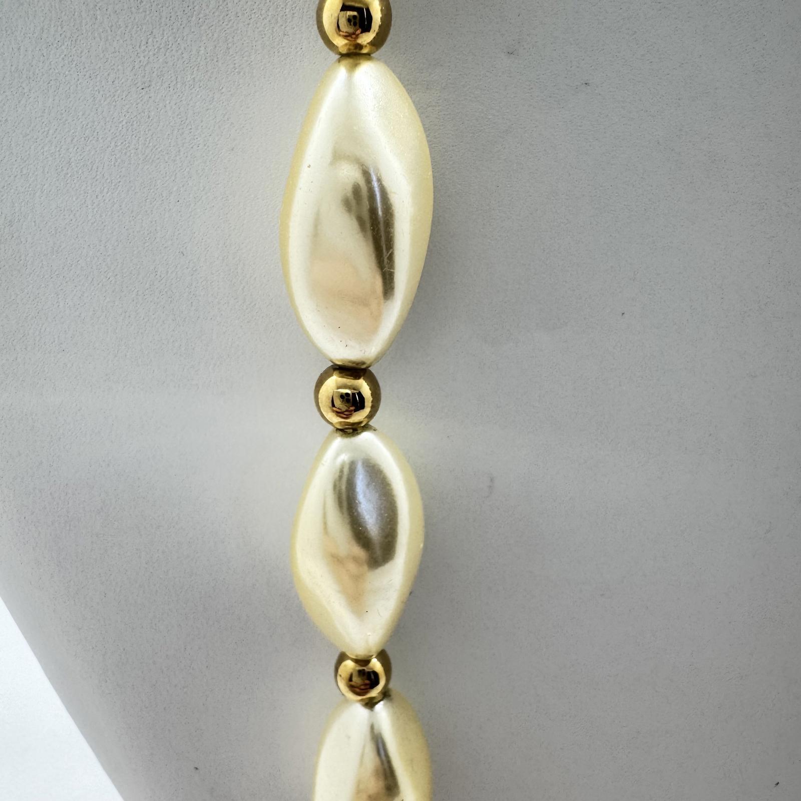 Vintage Napier Faux Pearl Gold-Tone Necklace – Classic & Elegant Statement Piece