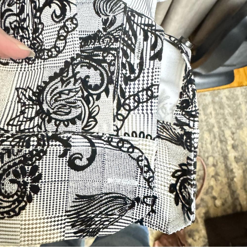 Mens Black and White Casual Button Down Shirt XXL