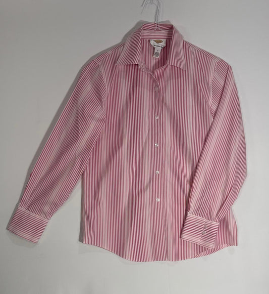 Talbots Wrinkle Resistant Pink Stripe Button Down Blouse Women’s Size 4