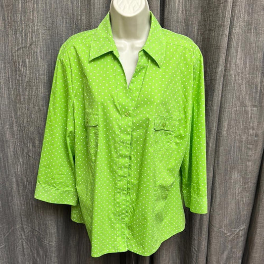 Bright Green Polka Dot Button-Up Shirt