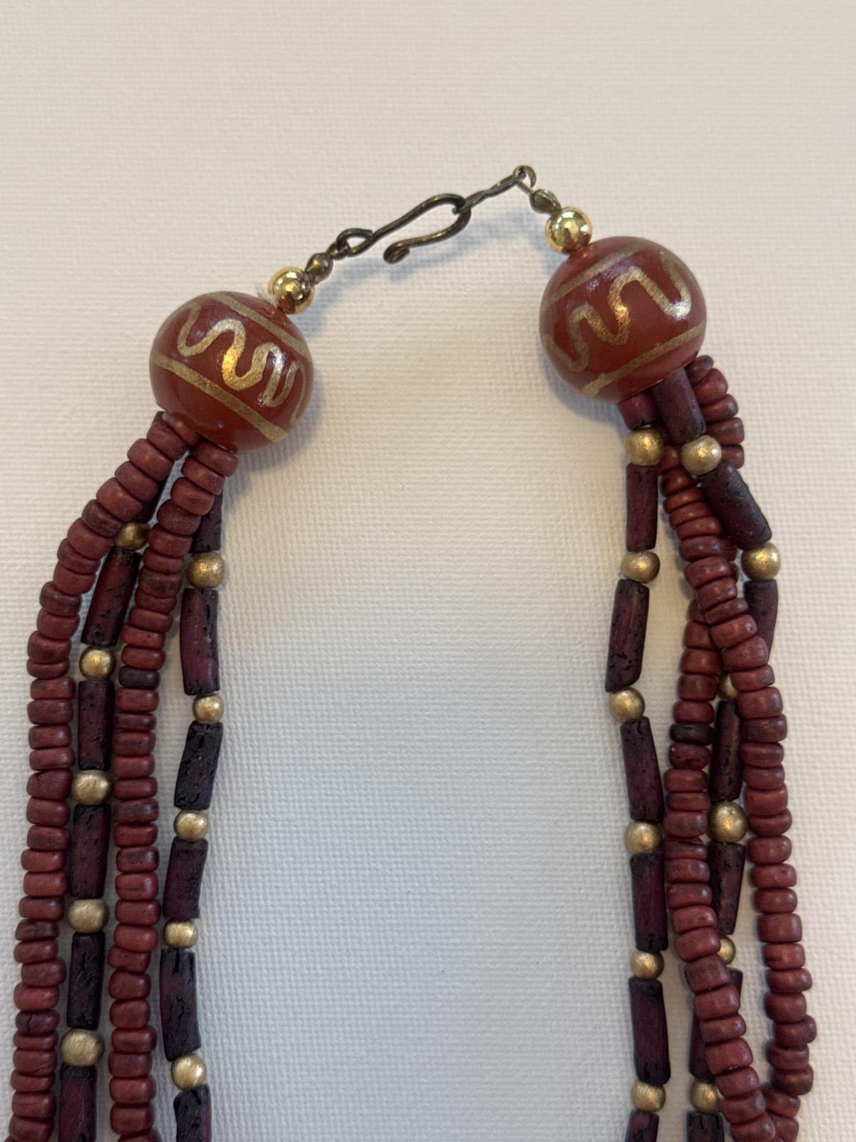 Boho Tribal Beaded Necklace with Large Pendant – Ethnic Statement Jewelry