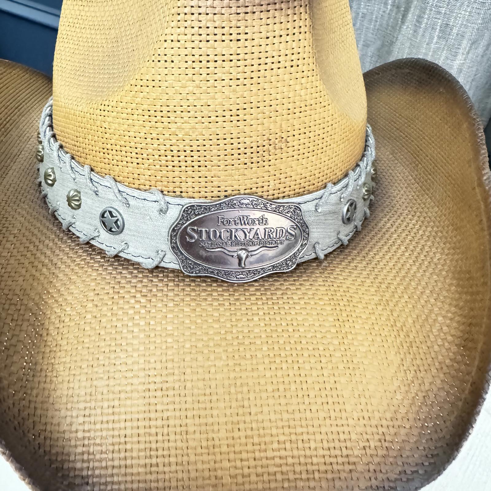 Stylish Fort Worth Stockyards Cowboy Hat Straw 7-1/8 approx