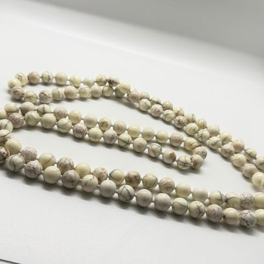 Chico’s Long White Howlite Beaded Necklace – Layered Boho Statement Jewelry