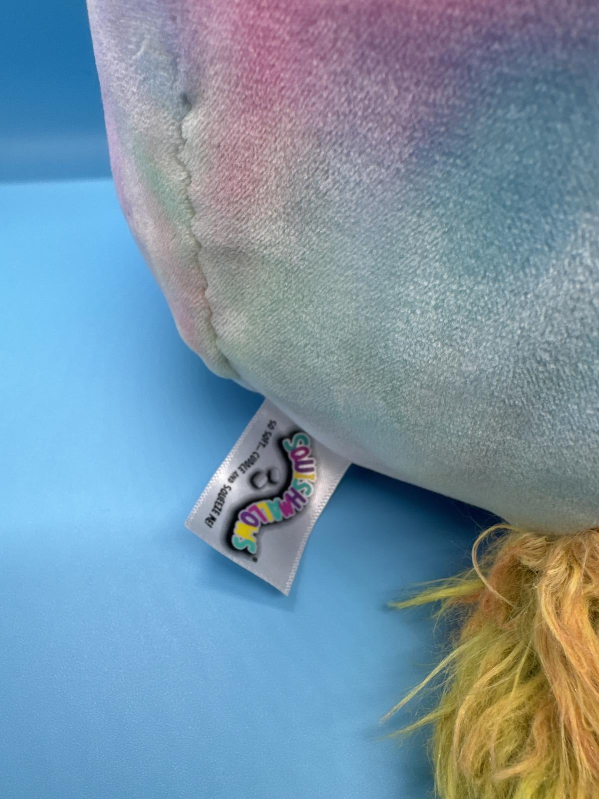 Squishmallows Cute Rainbow Tie Dye Unicorn Plush Pillow - Sequin Details