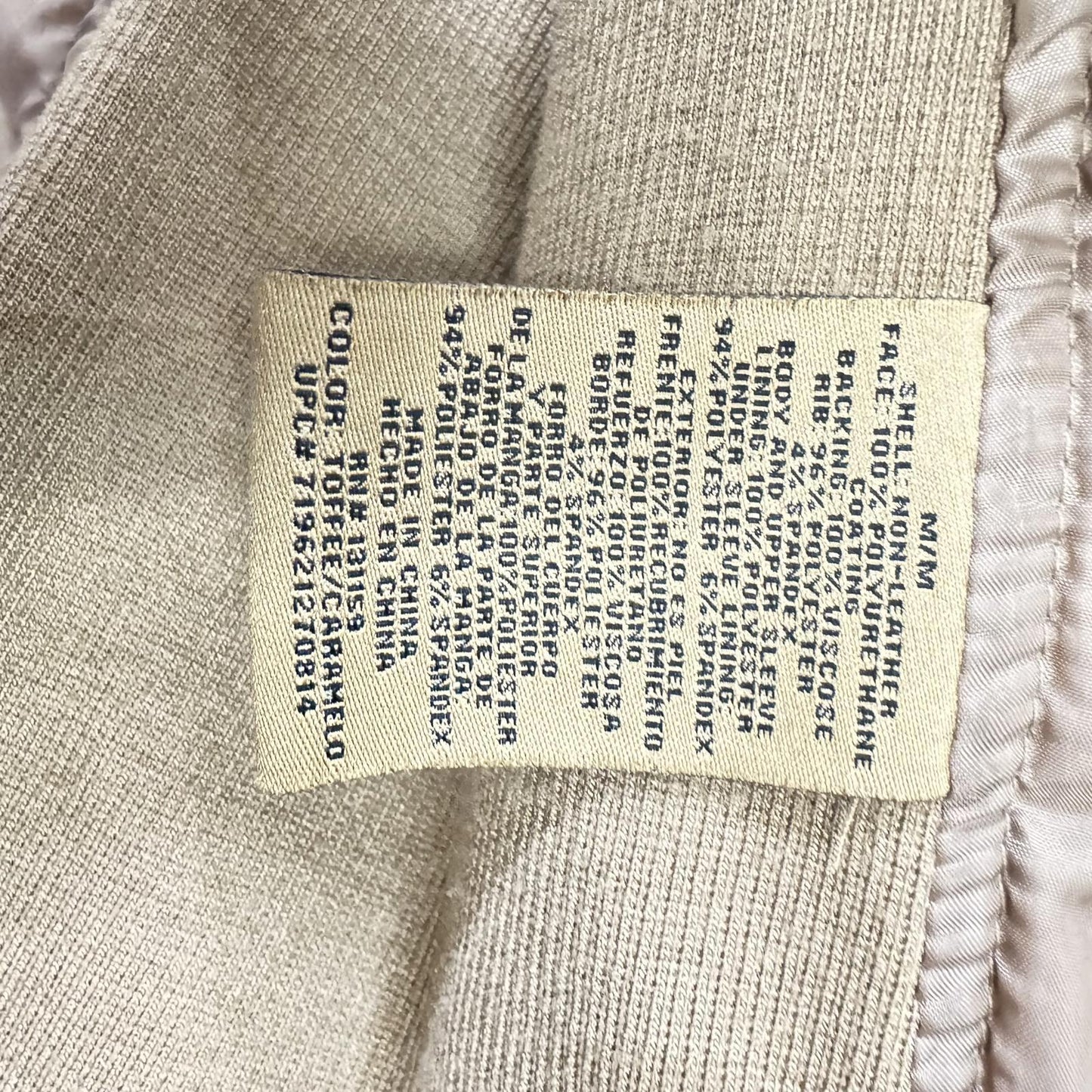 Sebby Collection Faux Leather Moto Jacket – Tan, Women's Medium (NWT) M