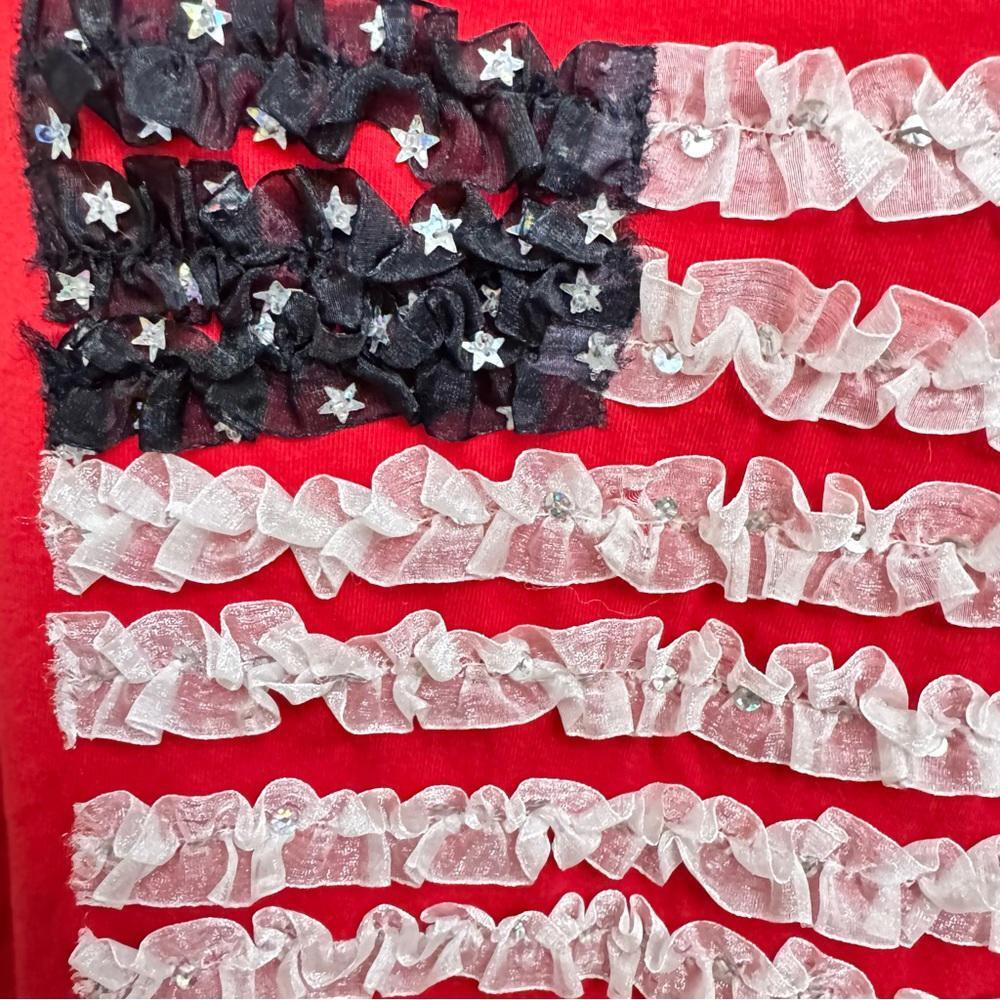 Karen Scott Red Short Sleeve Tee with American Flag Graphic 1X
