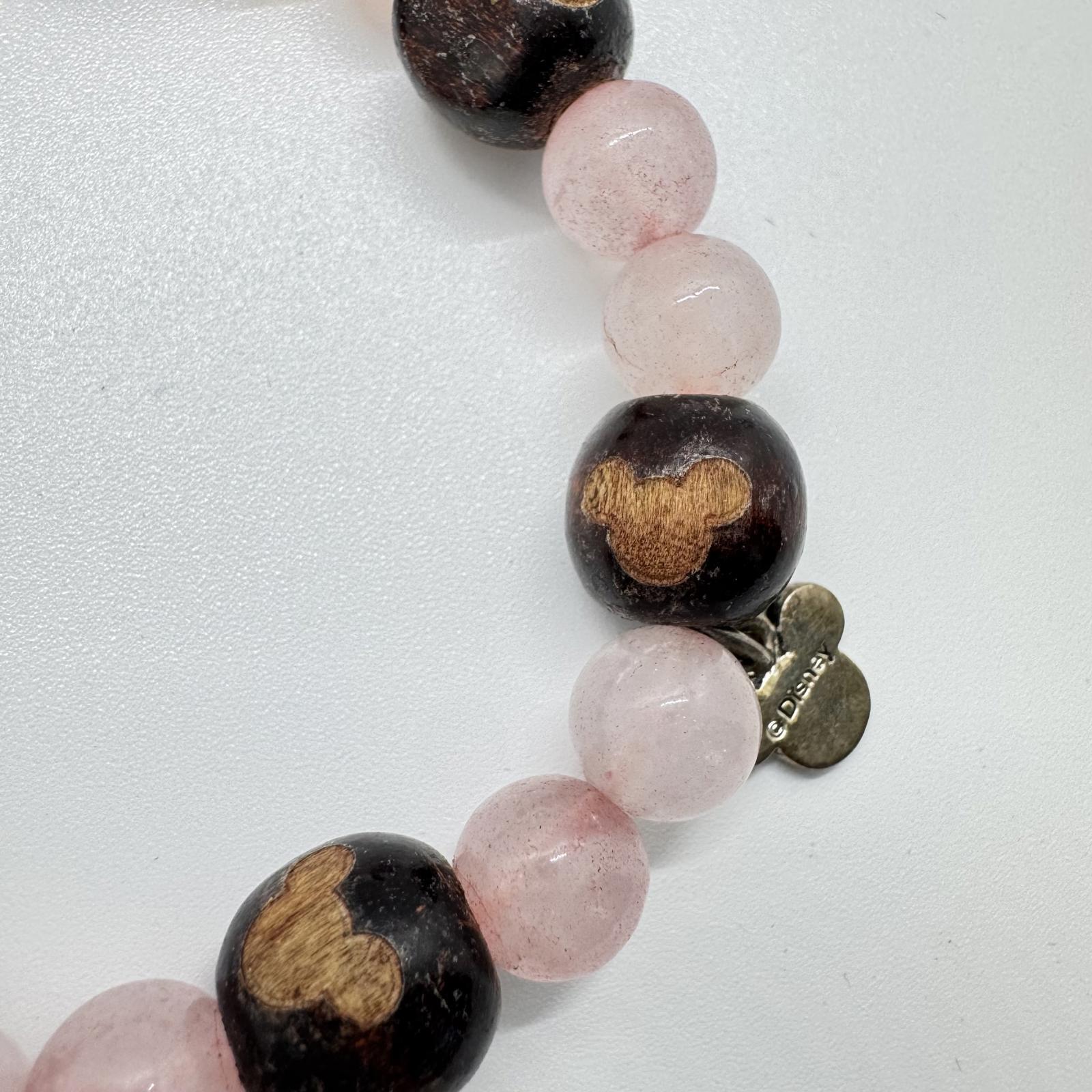 Disney Mickey Mouse Charm Bracelet - Elegant Pink and Brown Beaded Design