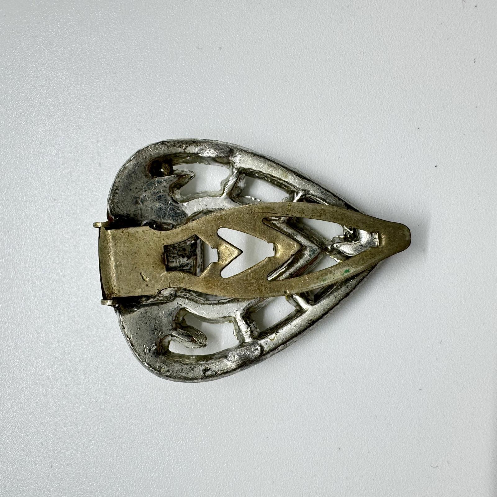 Vintage Art Deco Silver-Tone Rhinestone Fur Clip – Filigree Dress Clip