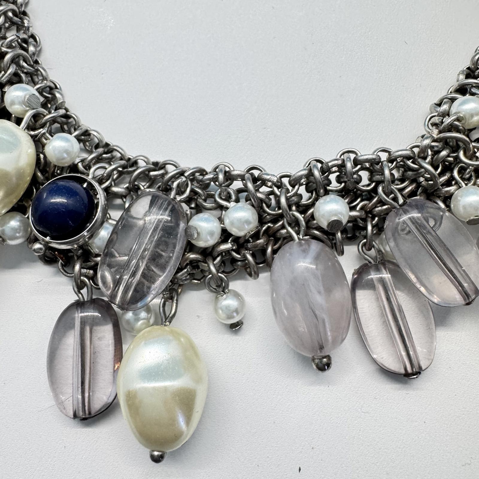 Talbots Statement Necklace – Layered Beads & Faux Pearl Bib, Elegant & Bold
