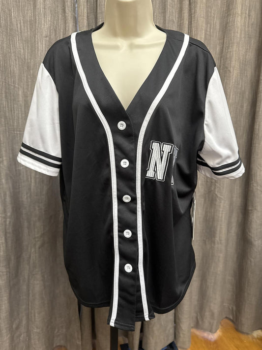 Women's Plus Size 1X New York All Stars Black Button-Up Baseball Jersey