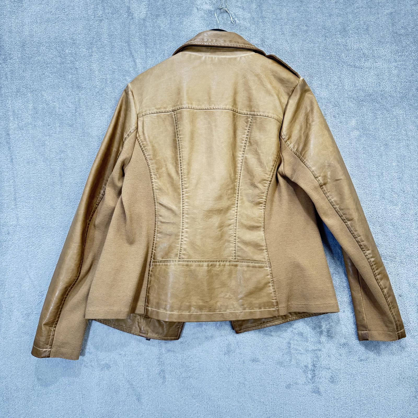 Sebby Collection Faux Leather Moto Jacket – Tan, Women's Medium (NWT) M