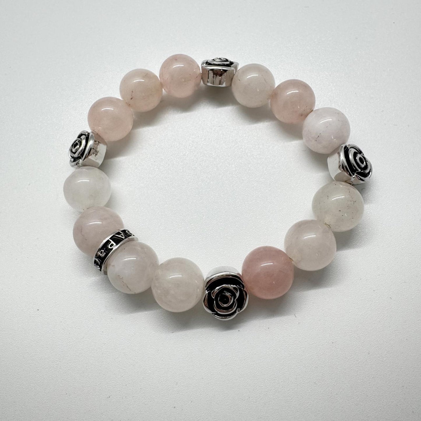 Rose Quartz Beaded Bracelet – Stretch Boho Healing Gemstone Jewelry