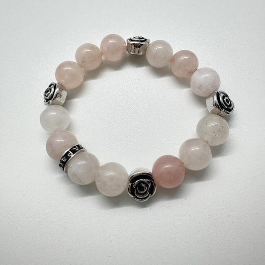 Rose Quartz Beaded Bracelet – Stretch Boho Healing Gemstone Jewelry