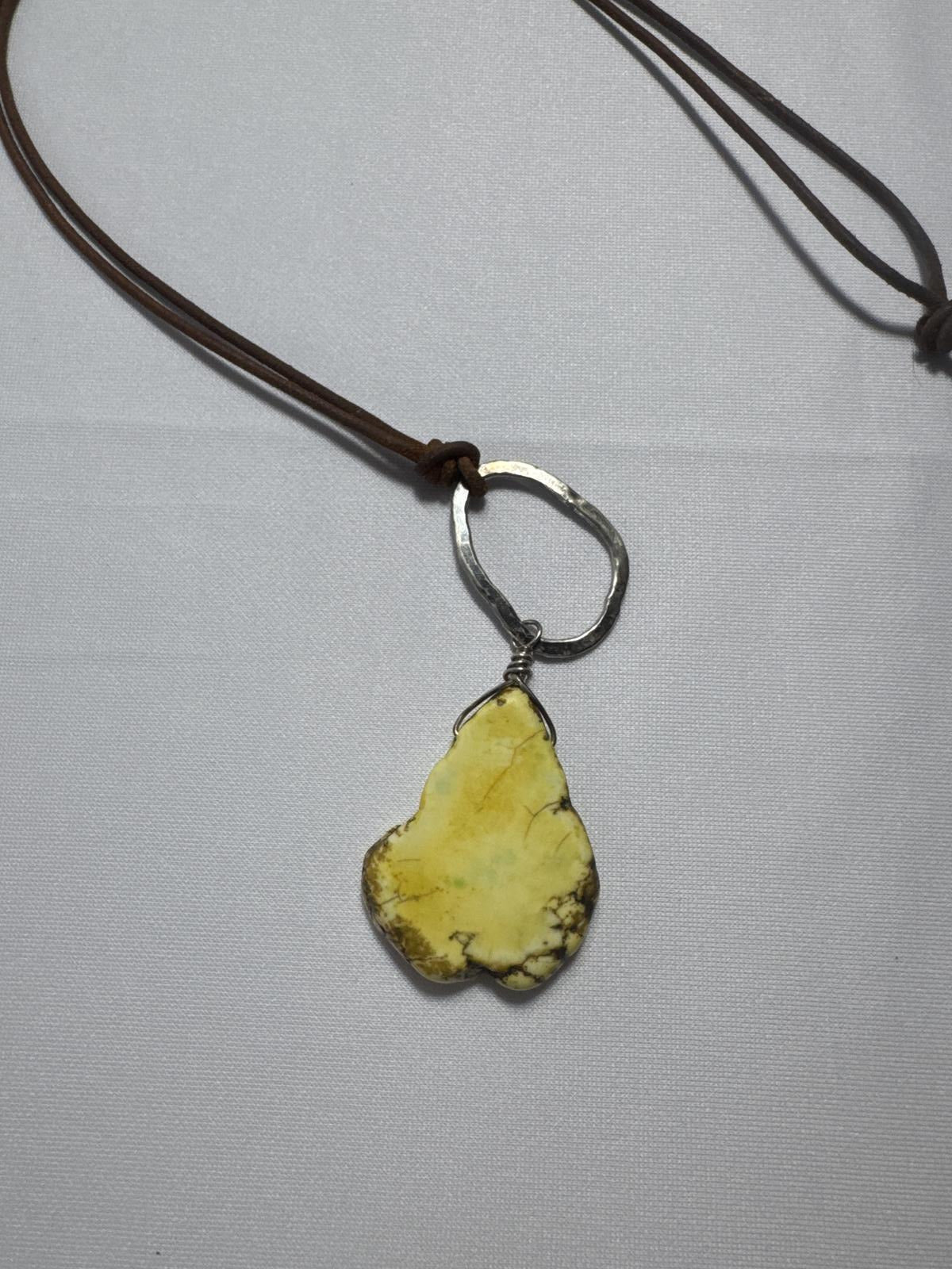Handcrafted Yellow Turquiose Stone Pendant Necklace