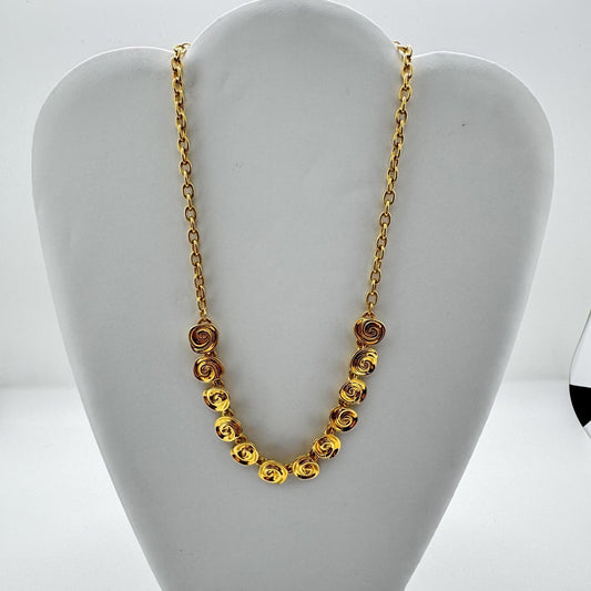 Vintage PD Crown Gold-Tone Necklace – Elegant Spiral Swirl Statement Jewelry