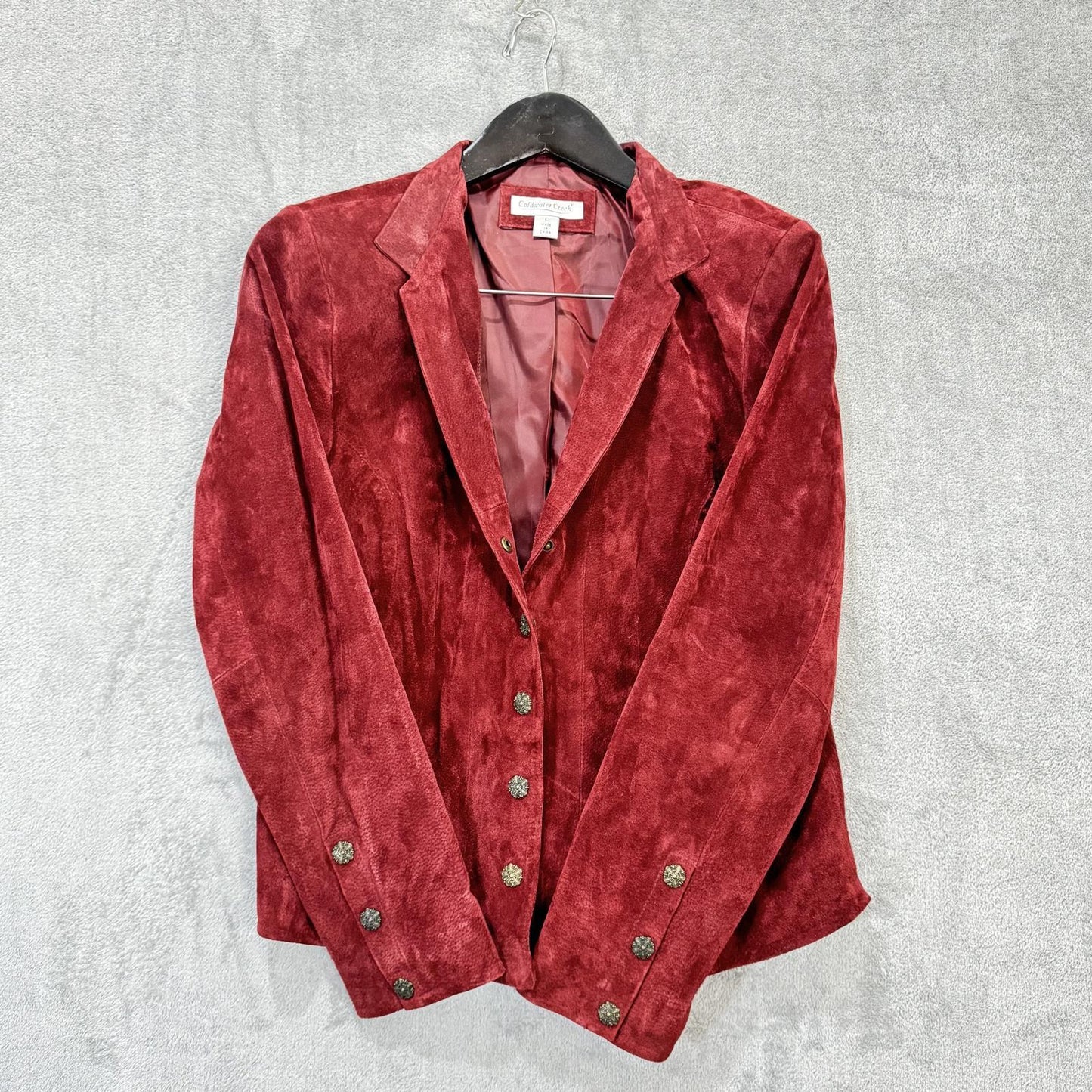 Coldwater Creek Burgandy Red Suede Leather Blazer Jacket – Women’s Size L