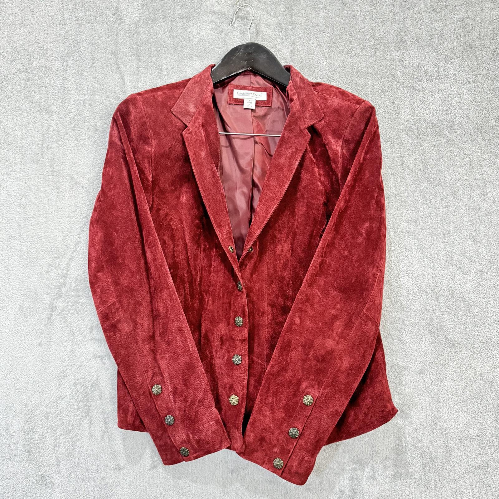 Coldwater Creek Burgandy Red Suede Leather Blazer Jacket – Women’s Size L