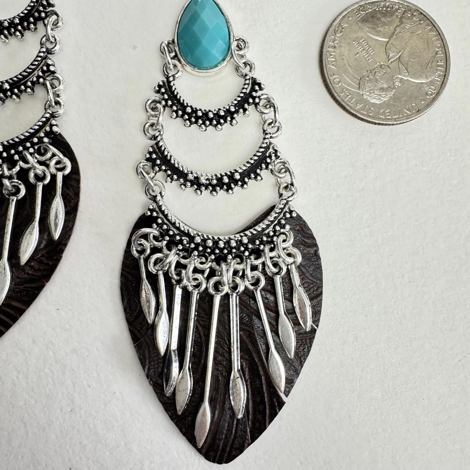Chic Turquoise Dangle Earrings – Boho Feather Drop Jewelry